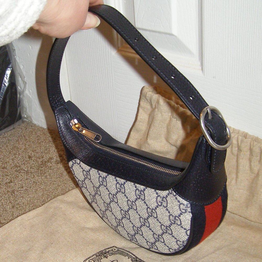 โค๏ธ๐ NEW Gucci Ophidia Mini Bag Blue GG Supreme monogram canvas SOLD OUT - Picture 5 of 13